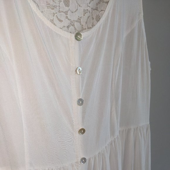 P.S. LOVE White (or Off-White) Lace Sleeveless Button Down Tank Top Small - Picture 9 of 15